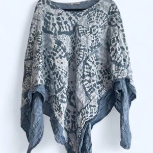 Stylish Gray/blue Patterned Women's Poncho